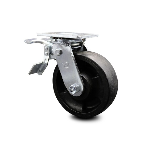 6 Inch Glass Filled Nylon Swivel Caster with Ball Bearing and Total Lock Brake